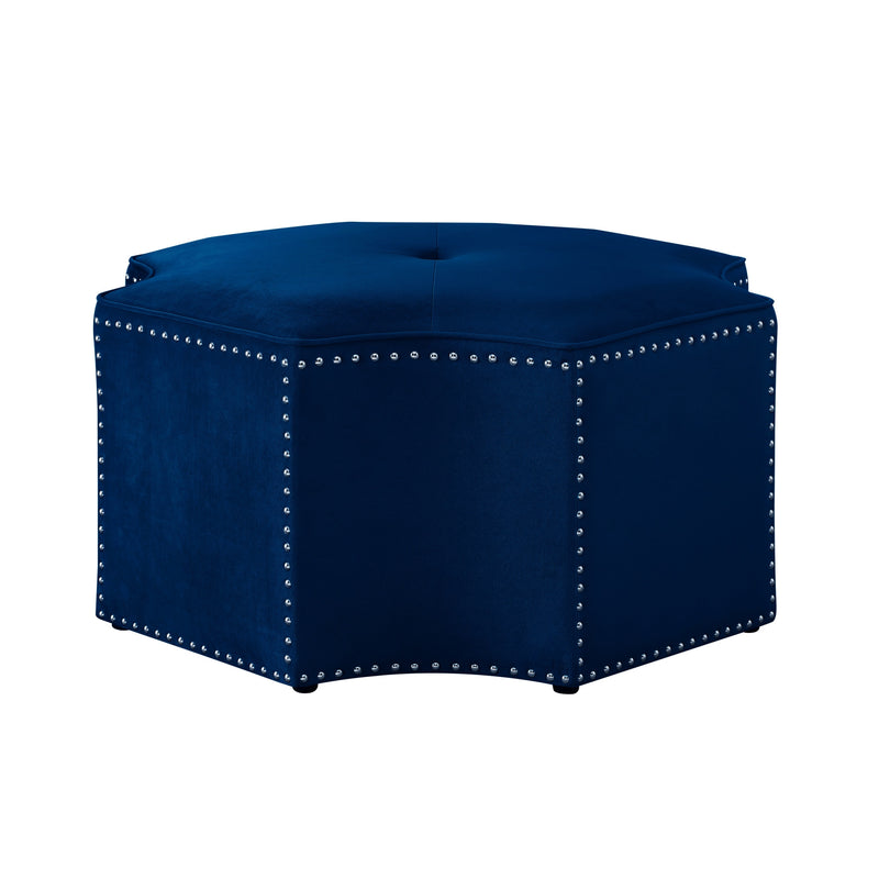 Home Outfitters 33" Navy Blue Velvet Specialty Cocktail Ottoman