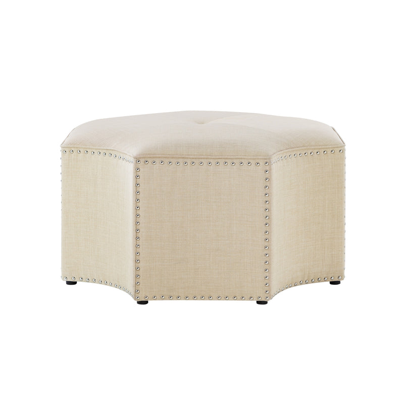 Home Outfitters 33" Beige Linen Specialty Cocktail Ottoman