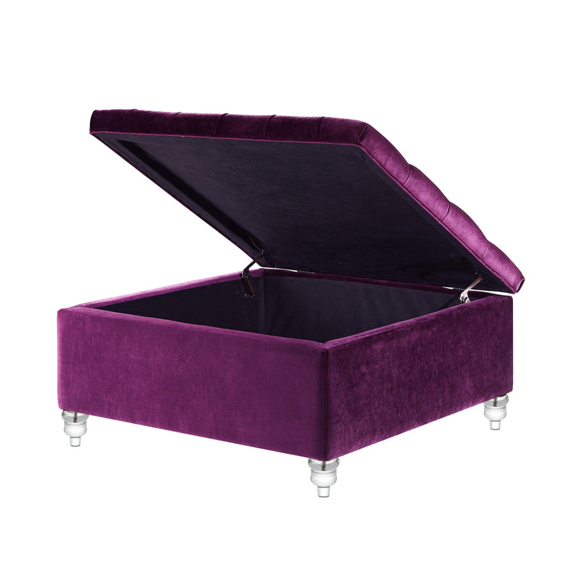 Home Outfitters 36" Purple Velvet And Clear Tufted Storage