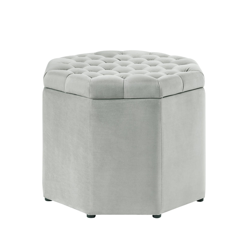 Home Outfitters 25" Light Gray Velvet And Black Tufted Specialty Storage