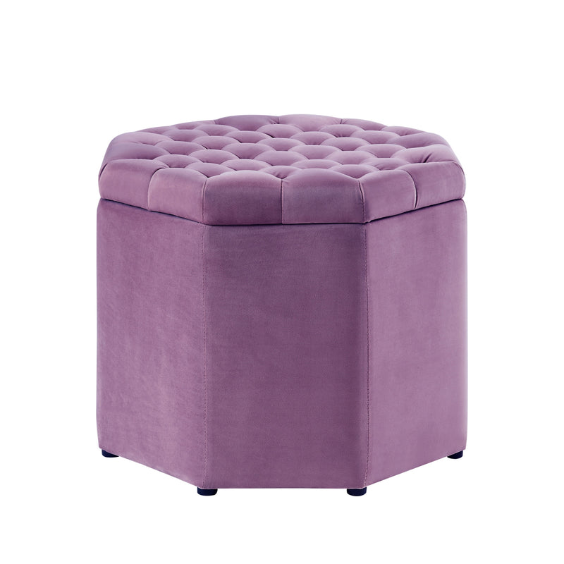 Home Outfitters 25" Mauve Velvet And Black Tufted Specialty Storage