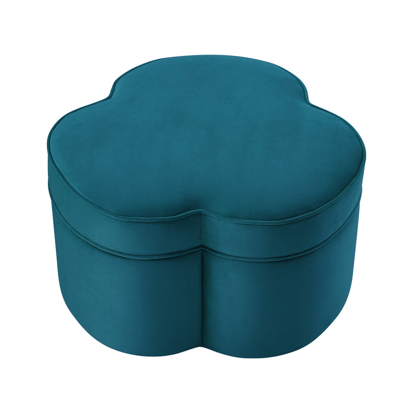 Home Outfitters 28" Teal Blue Velvet Specialty Cocktail Ottoman