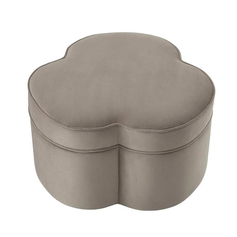 Home Outfitters 28" Taupe Velvet Specialty Cocktail Ottoman