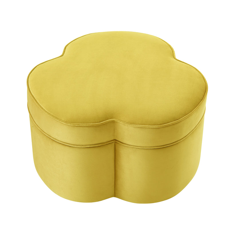 Home Outfitters 28" Yellow Velvet Specialty Cocktail Ottoman