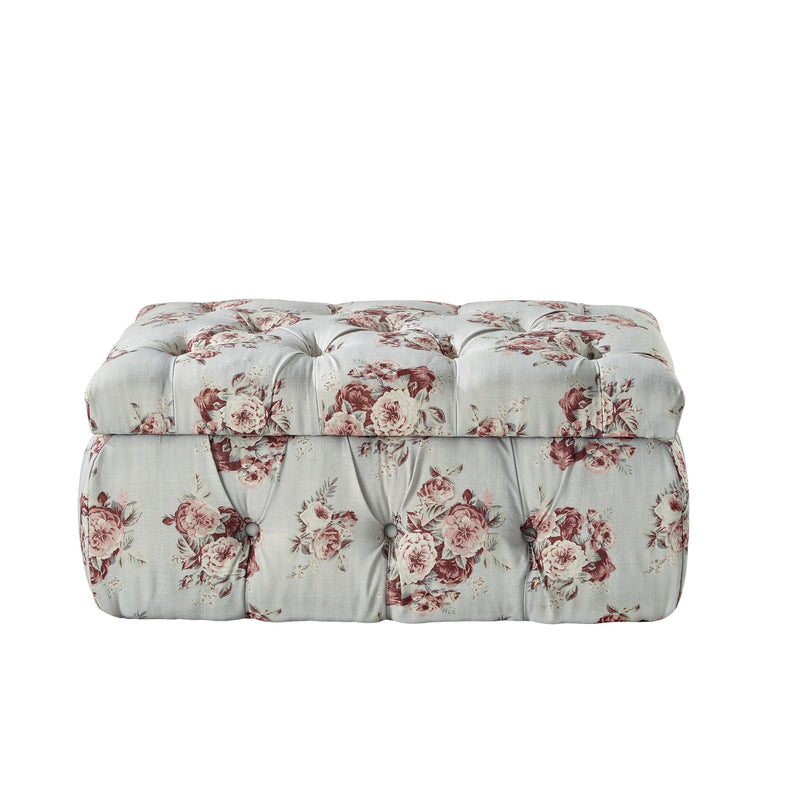 Home Outfitters 25" Pink Linen Tufted Floral Storage