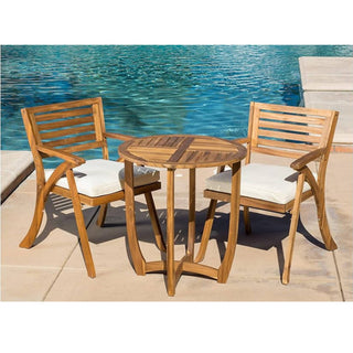 Teak Outdoor Dining Set with Coffee Table and 2 Chairs - Acacia Wood