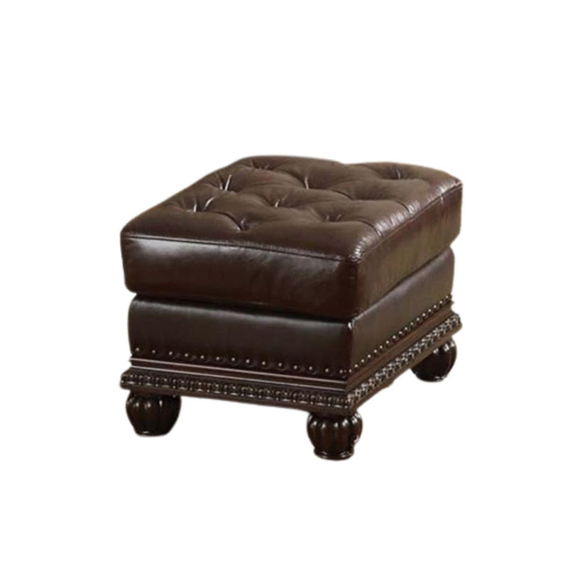 Home Outfitters 26" Brown Faux Leather Tufted Ottoman