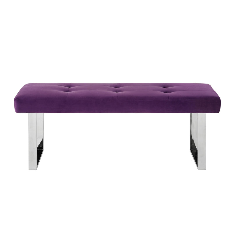 Home Outfitters 48" Purple And Silver Upholstered Velvet Bench