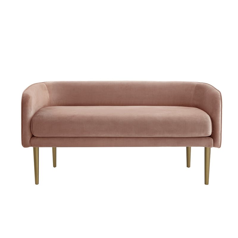 Home Outfitters 50" Blush And Brown Upholstered Velvet Bench