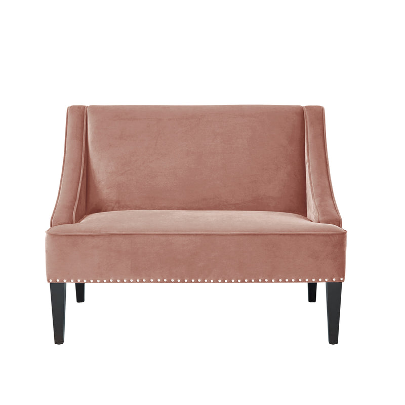 Home Outfitters 45" Blush And Brown Upholstered Velvet Bench