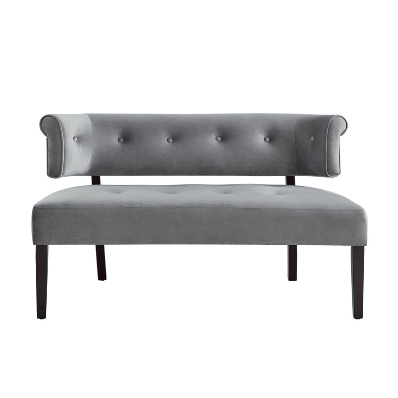 Home Outfitters 48" Gray And Brown Upholstered Velvet Bench