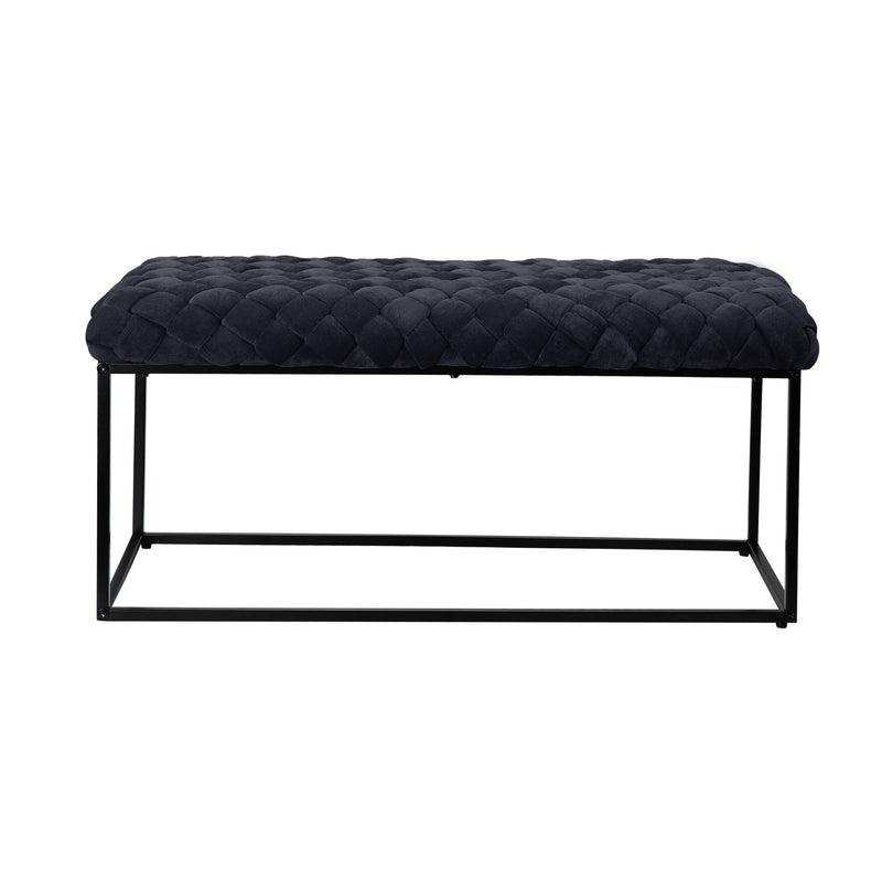 Home Outfitters 39" Black Upholstered Velvet Bench