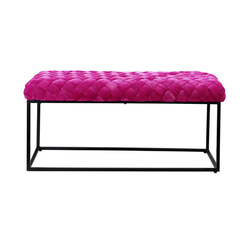 Home Outfitters 39" Fuchsia And Black Upholstered Velvet Bench