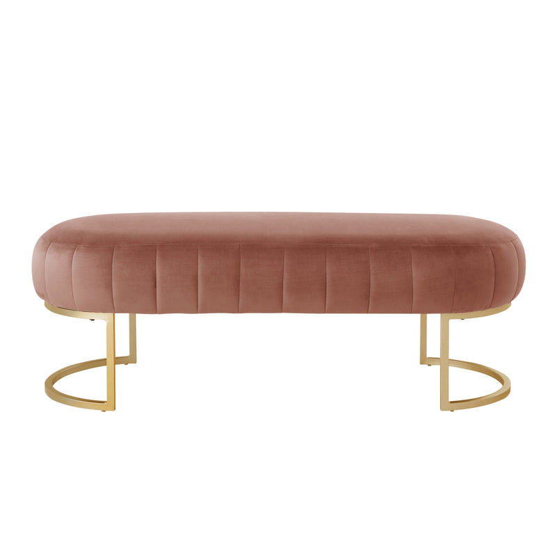 Home Outfitters 53" Blush And Gold Upholstered Velvet Bench