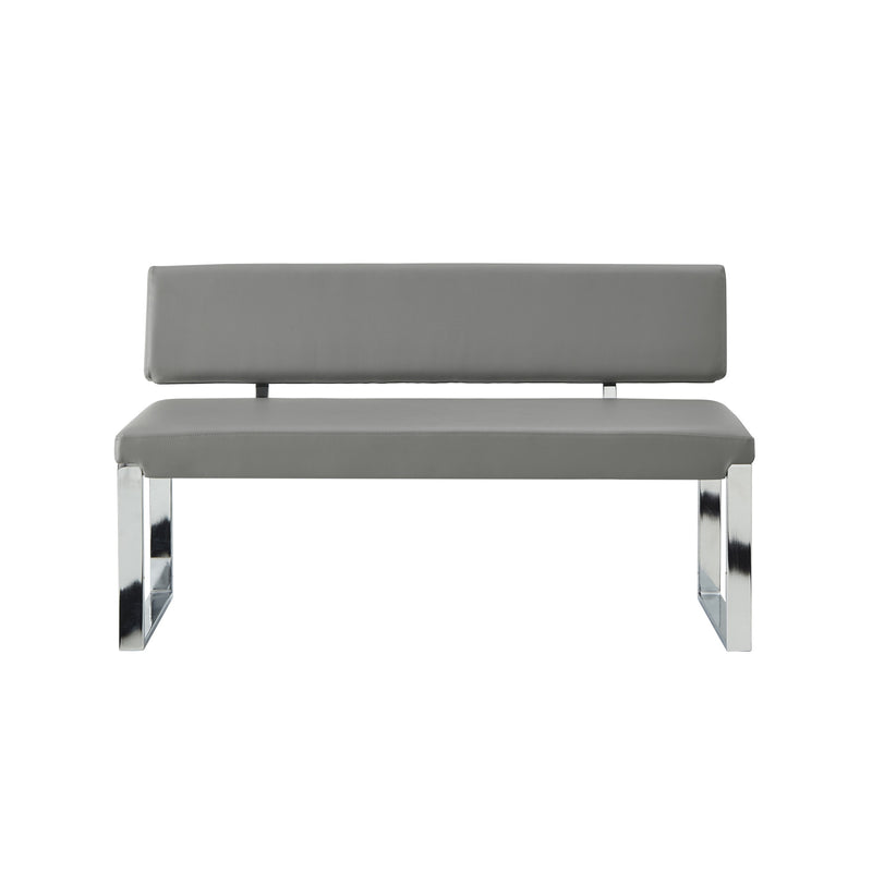 Home Outfitters 50" Gray and Silver Upholstered Faux Leather Bench