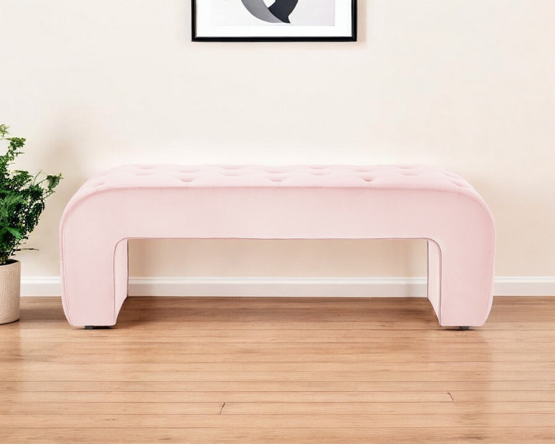 Home Outfitters 52" Blush Upholstered Velvet Bench