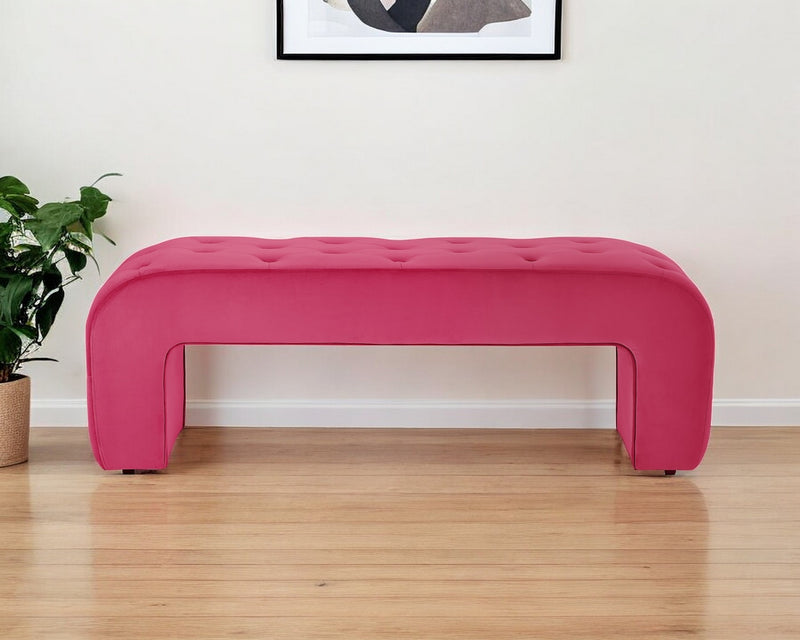 Home Outfitters 52" Fuchsia Upholstered Velvet Bench