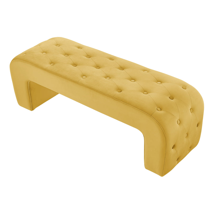 Home Outfitters 52" Yellow Upholstered Velvet Bench