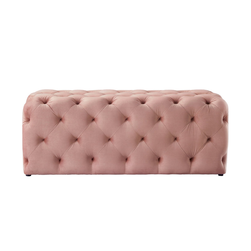 Home Outfitters 48" Blush And Black Upholstered Velvet Bench