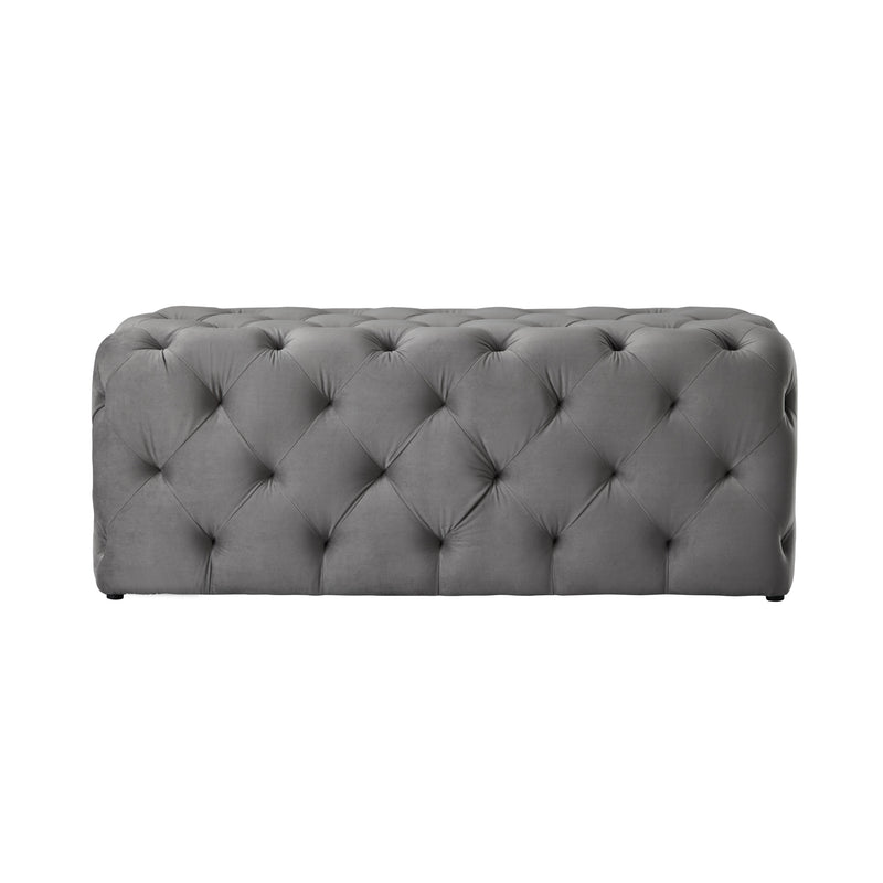 Home Outfitters 48" Gray And Black Upholstered Velvet Bench