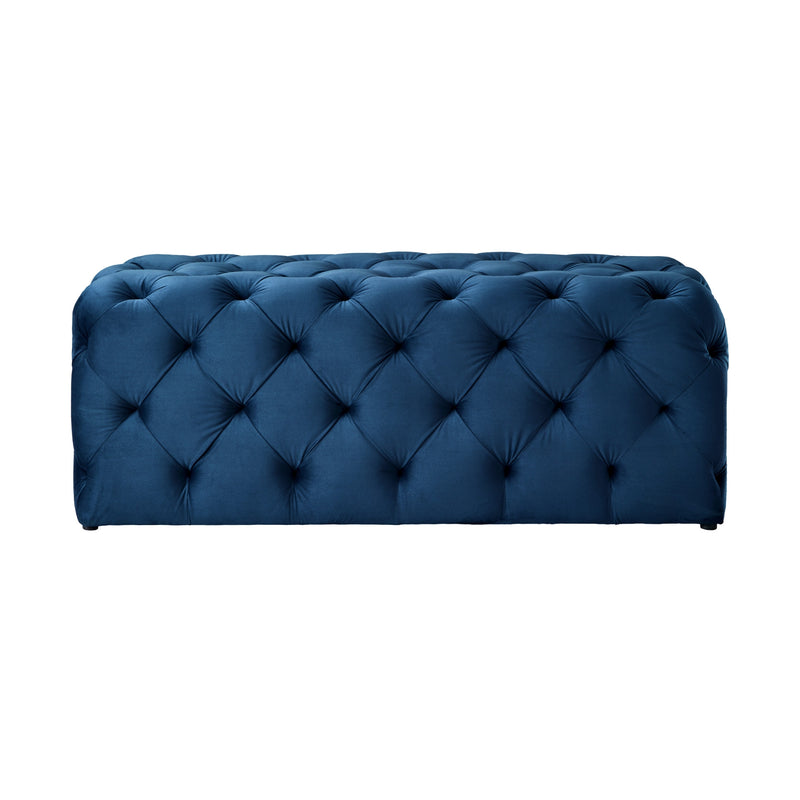 Home Outfitters 48" Navy Blue And Black Upholstered Velvet Bench