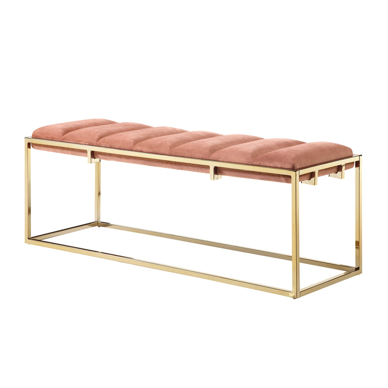 Home Outfitters 50" Blush And Gold Upholstered Velvet Bench