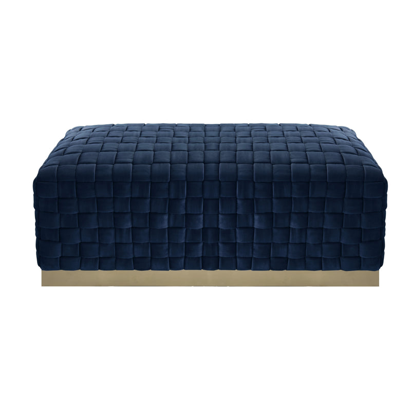 Home Outfitters 40" Navy Blue And Gold Upholstered Velvet Bench