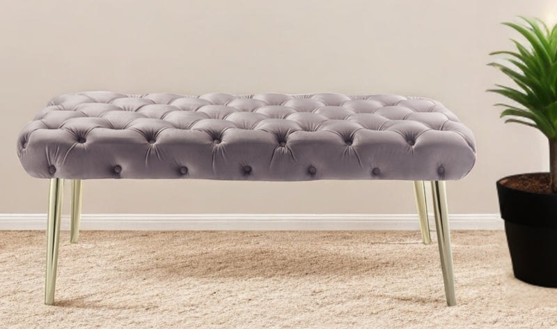 Home Outfitters 48" Lilac And Gold Upholstered Velvet Bench