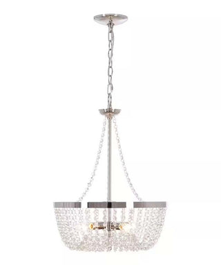 Alsy 16"W 4-Lights Bling Polished Nickel Pendant with Crystal Glass Beads