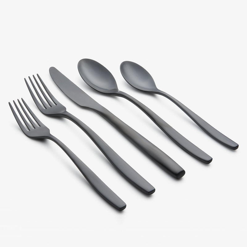 Cambridge Silversmiths Averie Black Satin 20-Piece Flatware Set, Service for 4