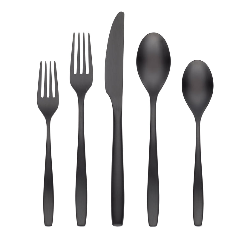 Cambridge Silversmiths Averie Black Satin 20-Piece Flatware Set, Service for 4