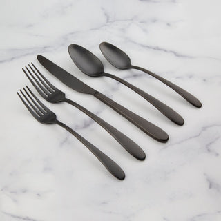Cambridge Silversmiths Poet Black Satin 20-Piece Flatware Set, Service for 4