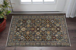 Home Outfitters 2' X 3' Blue Red Beige Orange Green And Rust Oriental Power Loom Stain Resistant Area Rug With Fringe
