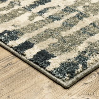 Home Outfitters 2' X 3' Blue And Beige Abstract Power Loom Stain Resistant Area Rug