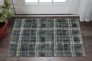 Home Outfitters 2' X 3' Blue And Ivory Geometric Power Loom Stain Resistant Area Rug