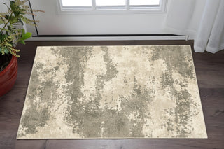 Home Outfitters 2' X 3' Beige And Grey Abstract Power Loom Stain Resistant Area Rug