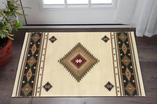 Home Outfitters 2' X 3' Beige Southwestern Power Loom Stain Resistant Area Rug