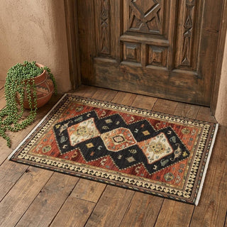 Home Outfitters 2' X 3' Charcoal Brown Orange Salmon Gold Navy Ivory And Pale Blue Oriental Power Loom Stain Resistant