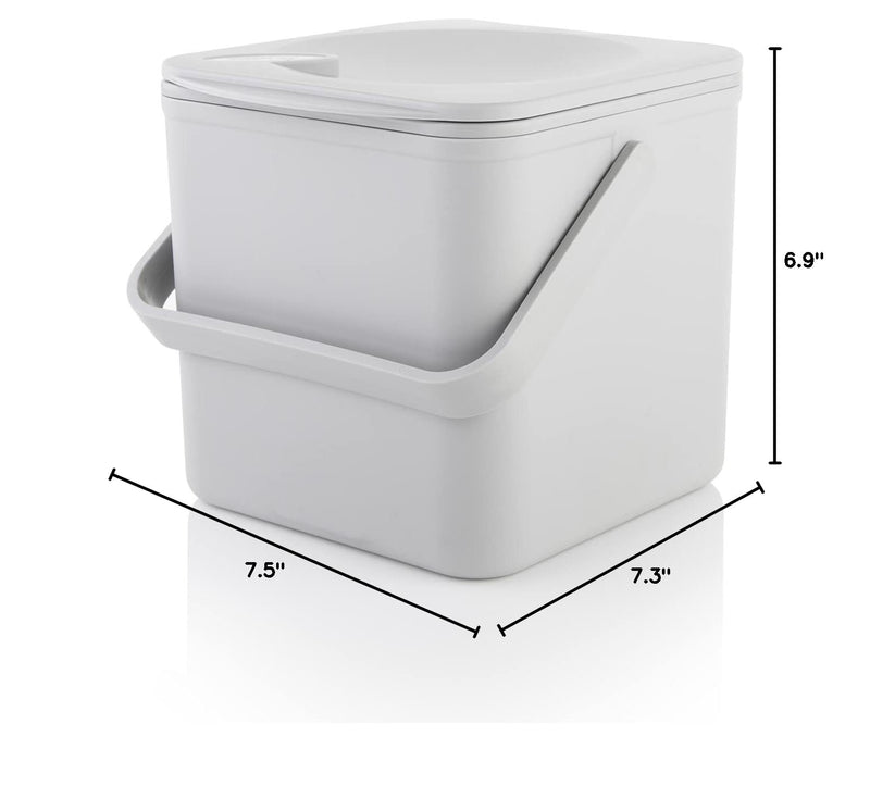 Minky Homecare Kitchen Compost Bin – Countertop Food Waste Caddy with Easy Wipe Clean Interior – Made in the UK - 3.5L (0.9 gal.) (Light Grey)