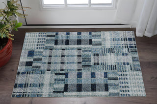 Home Outfitters 2' X 3' Blue Geometric Power Loom Area Rug