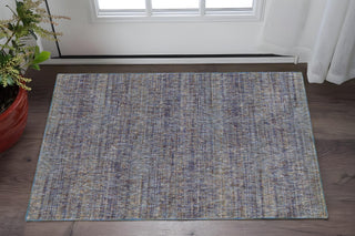 Home Outfitters 2' X 3' Blue and Ivory Power Loom Area Rug