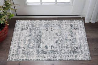 Home Outfitters 2' X 3' Gray And Ivory Oriental Printed Non Skid Area Rug