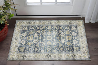 Home Outfitters 2' X 3' Blue And Gold Oriental Distressed Area Rug