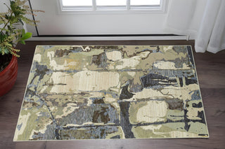 Home Outfitters 2' X 3' Blue and Gray Abstract Power Loom Area Rug
