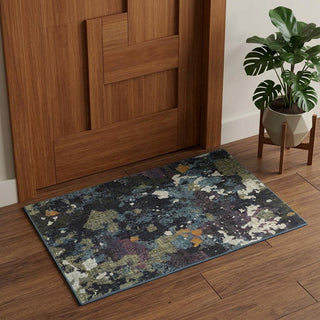 Home Outfitters 2' X 3' Blue and Green Abstract Power Loom Area Rug