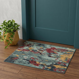 Home Outfitters 2' X 3' Blue Abstract Power Loom Area Rug