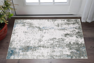 Home Outfitters 2' X 3' Gray And Ivory Abstract Printed Stain Resistant Non Skid Area Rug