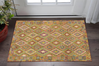 Home Outfitters 2' X 3' Gold Orange Brown Red Green Purple And Beige Southwestern Printed Stain Resistant Non Skid Area