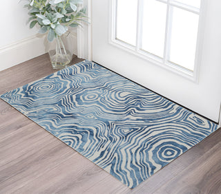 Home Outfitters 2' X 3' Blue And Ivory Wool Geometric Tufted Handmade Area Rug