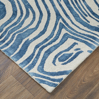 Home Outfitters 2' X 3' Blue And Ivory Wool Geometric Tufted Handmade Area Rug